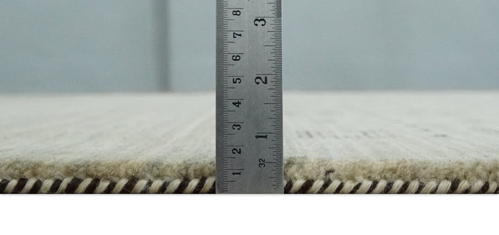 5x7 Beige and Gray Hand Spun Wool Hand Knotted Southwestern Gabbeh Rug | KNT51 - The Rug Decor