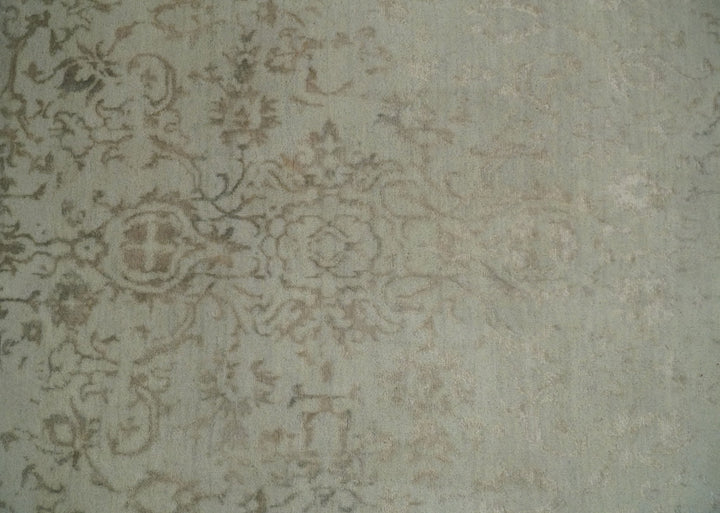 5x7 Fine Hand Knotted Beige and Brown Traditional Vintage Persian Style Antique Wool and Silk Rug | AGR50 - The Rug Decor