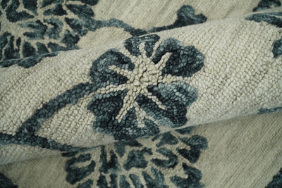 5x7 Hand Tufted Blue and Beige Modern Floral Wool Loop Kids Area Rug | TRDMA44 - The Rug Decor