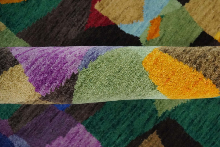 5x7 Multicolor Shapes Modern Artistic Wool Hand Woven Southwestern Rug | KNT35 - The Rug Decor