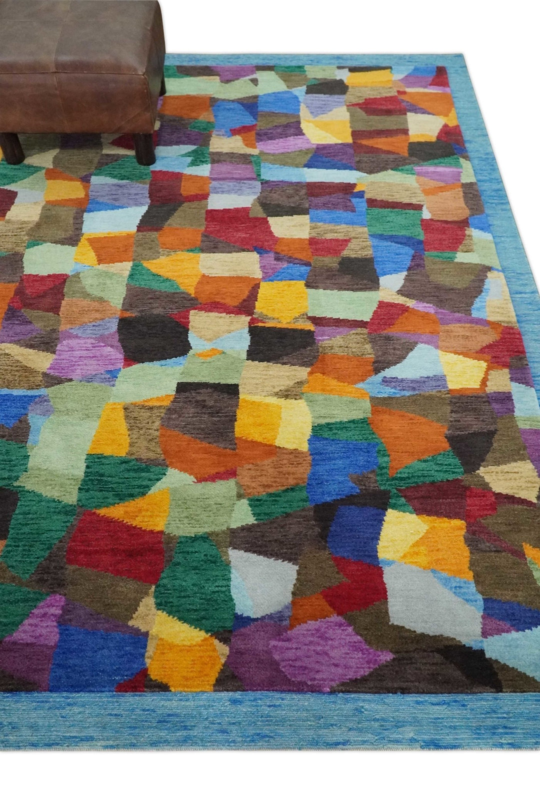 5x7 Multicolor Shapes Modern Artistic Wool Hand Woven Southwestern Rug | KNT35 - The Rug Decor