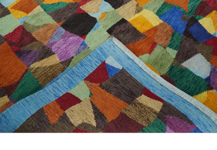 5x7 Multicolor Shapes Modern Artistic Wool Hand Woven Southwestern Rug | KNT35 - The Rug Decor