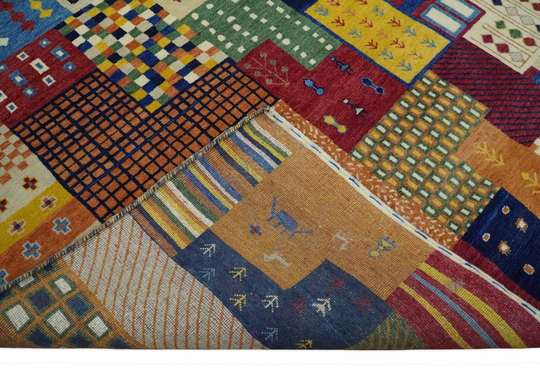 5x7 Multicolor Shapes Modern Wool Hand Woven Southwestern Lori Gabbeh Rug| KNT47 - The Rug Decor