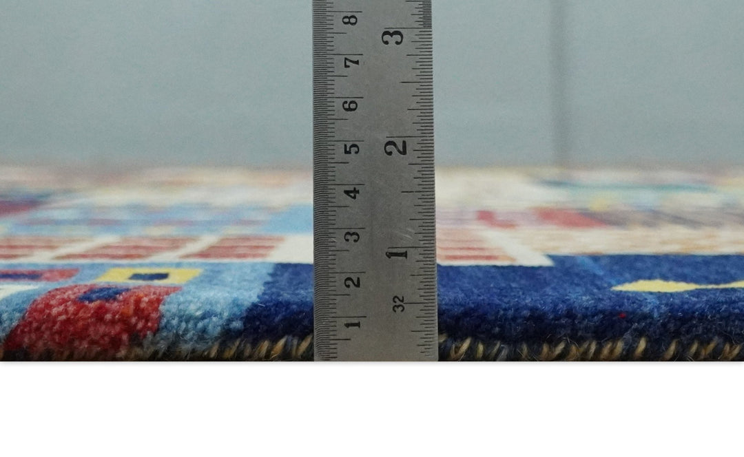 5x7 Multicolor Shapes Modern Wool Hand Woven Southwestern Lori Gabbeh Rug| KNT47 - The Rug Decor