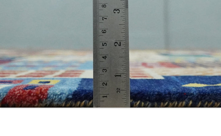 5x7 Multicolor Shapes Modern Wool Hand Woven Southwestern Lori Gabbeh Rug| KNT47 - The Rug Decor