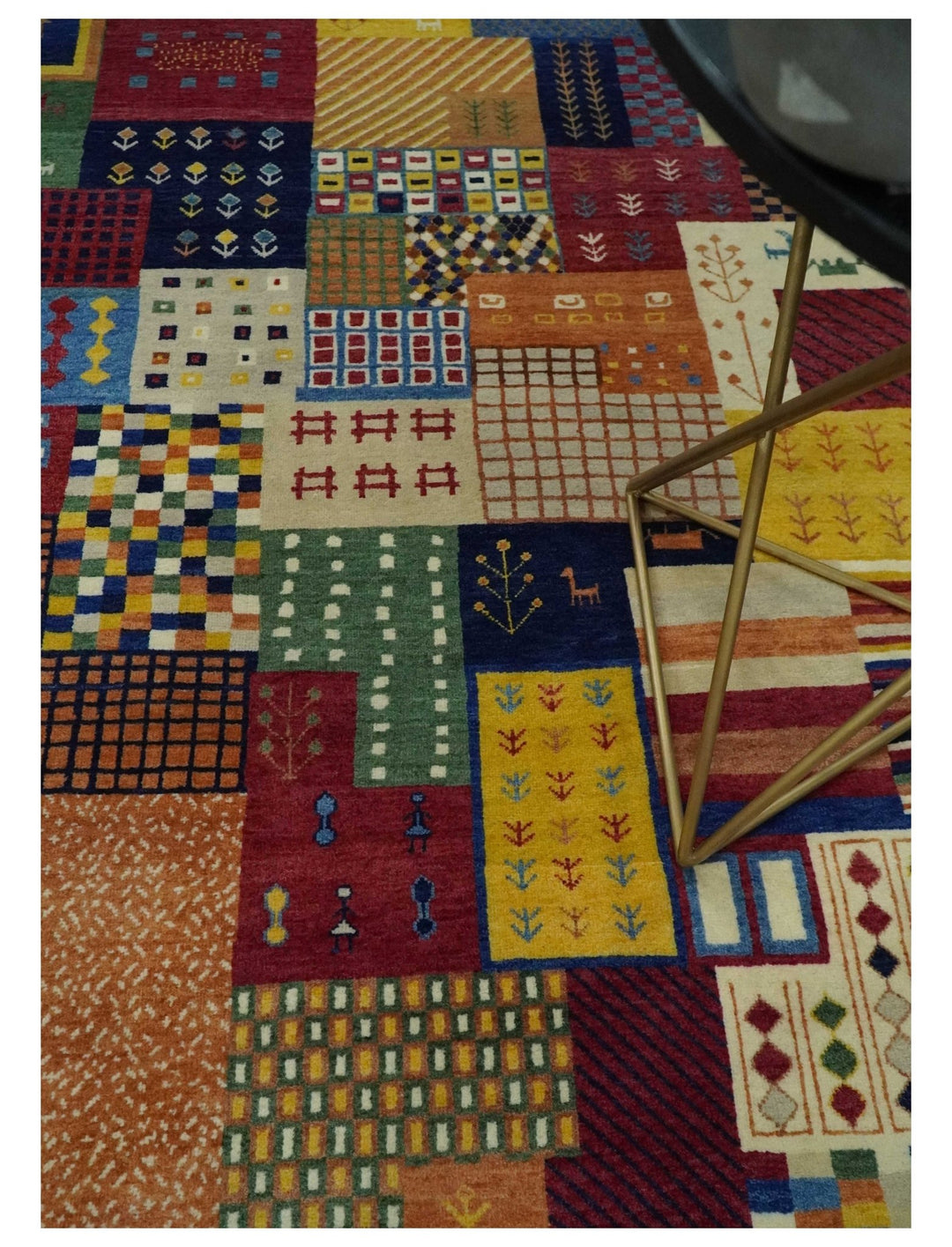 5x7 Multicolor Shapes Modern Wool Hand Woven Southwestern Lori Gabbeh Rug| KNT47 - The Rug Decor