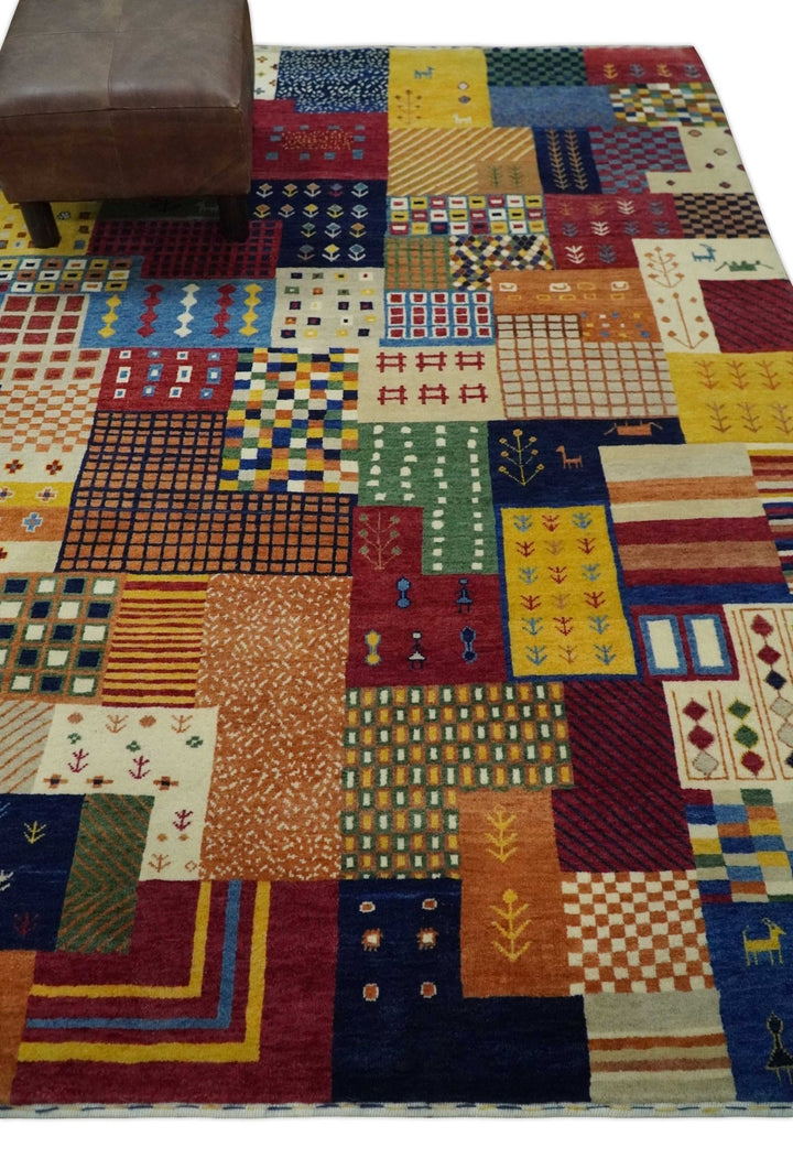5x7 Multicolor Shapes Modern Wool Hand Woven Southwestern Lori Gabbeh Rug| KNT47 - The Rug Decor