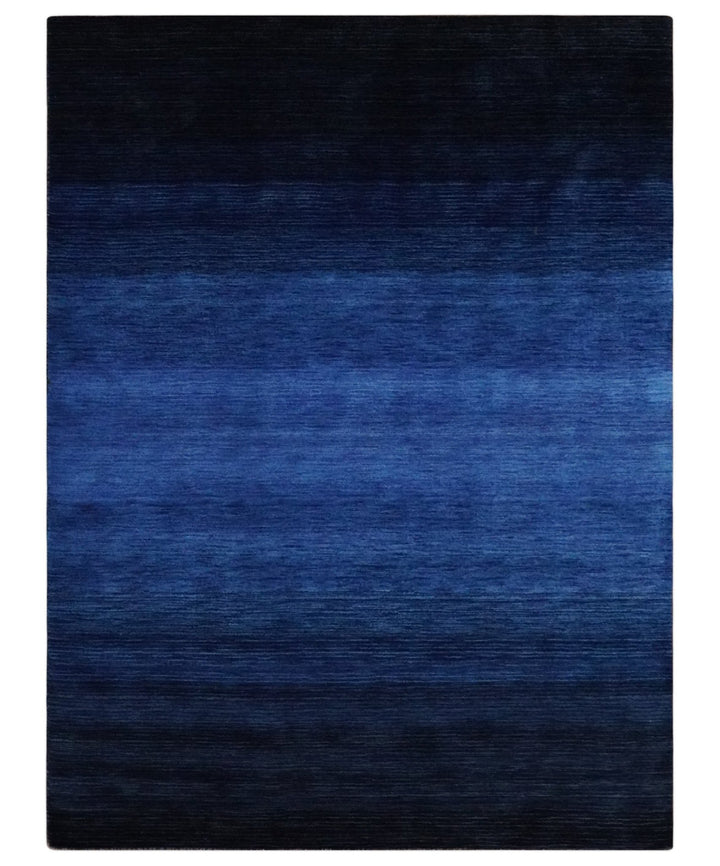 5x7 Ombre Premium look Blue Wool Hand Woven Southwestern Gabbeh Rug - The Rug Decor