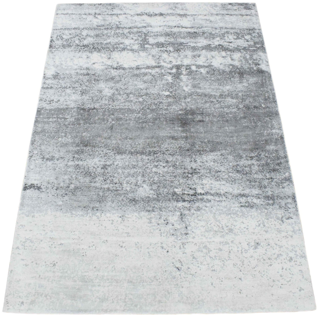 5x7.6 Rug, Abstract Ivory and Gray Rug made with Viscose Art Silk - The Rug Decor