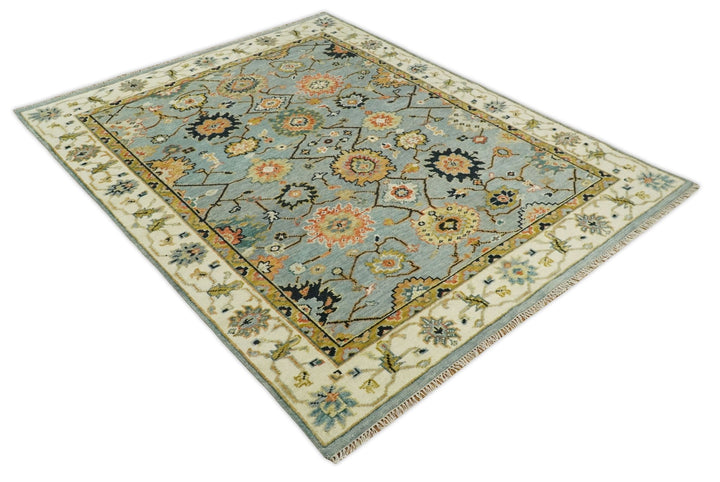 5x8, 6x9, 8x10, 9x12, 10x14 and 12x15 Antique Traditional Persian Aqua and Ivory Area Rug | TRDCP633 - The Rug Decor
