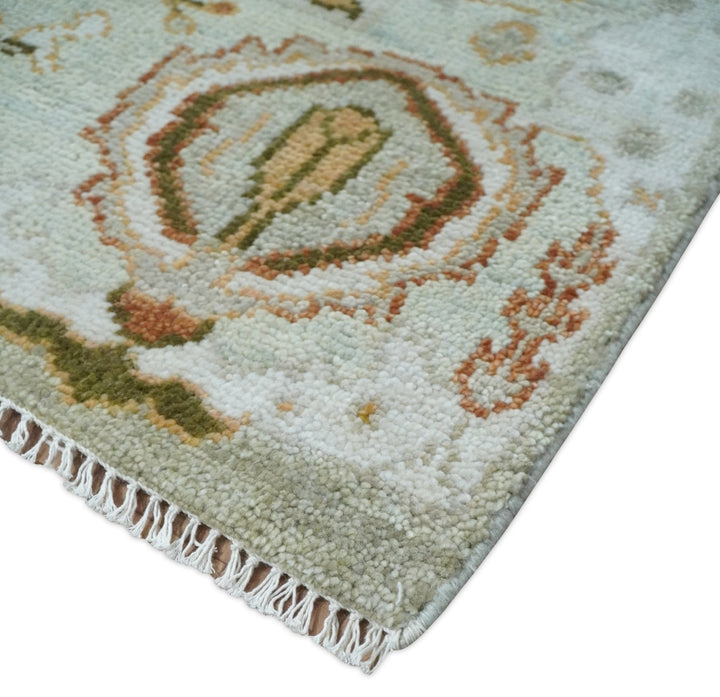 5x8, 6x9, 8x10, 9x12, 10x14 and 12x15 Hand Knotted Antique Peach and Beige Traditional Persian Vintage Oushak Wool Rug | TRDCP755 - The Rug Decor