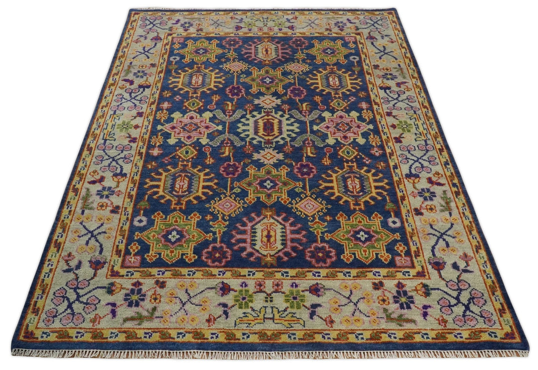 5x8, 6x9, 8x10, 9x12, 10x14 and 12x15 Hand Knotted Blue, Gold and Beige Oriental Traditional Persian Area Rug | TRDCP744 - The Rug Decor