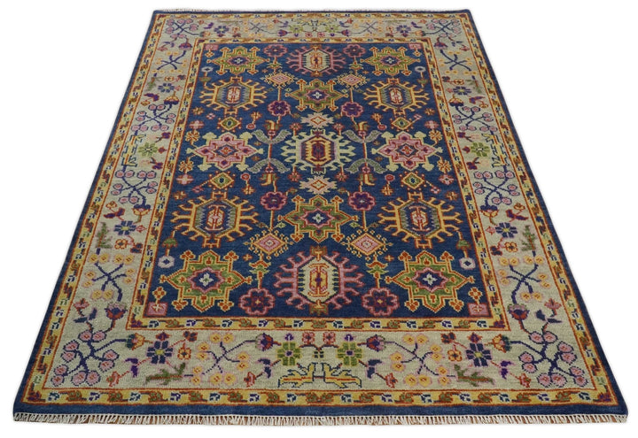 5x8, 6x9, 8x10, 9x12, 10x14 and 12x15 Hand Knotted Blue, Gold and Beige Oriental Traditional Persian Area Rug | TRDCP744 - The Rug Decor