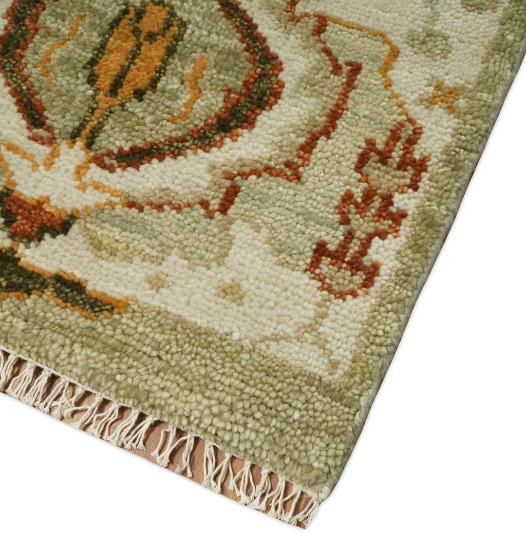 5x8, 6x9, 8x10, 9x12, 10x14 and 12x15 Hand Knotted Green and beige Traditional Vintage Persian Style Antique Wool Rug | TRDCP618 - The Rug Decor