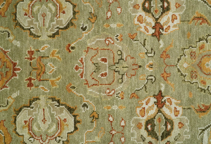 5x8, 6x9, 8x10, 9x12, 10x14 and 12x15 Hand Knotted Green and beige Traditional Vintage Persian Style Antique Wool Rug | TRDCP618 - The Rug Decor