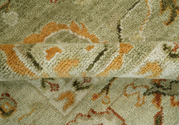 5x8, 6x9, 8x10, 9x12, 10x14 and 12x15 Hand Knotted Green and beige Traditional Vintage Persian Style Antique Wool Rug | TRDCP618 - The Rug Decor