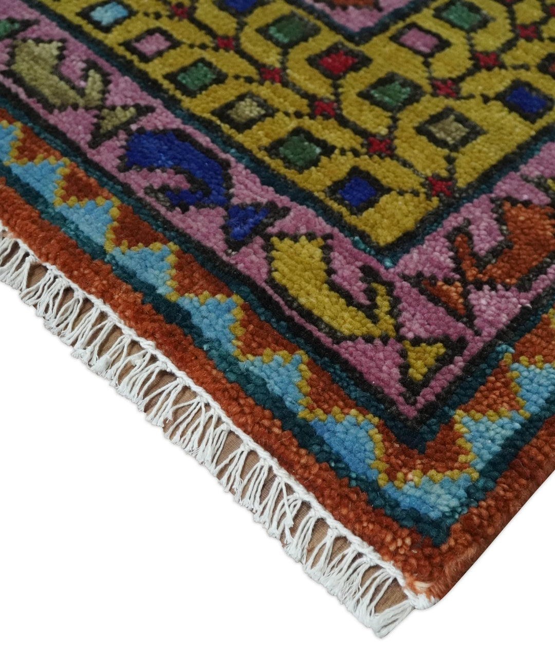 5x8, 6x9, 8x10, 9x12, 10x14 and 12x15 Hand Knotted Green, Rust, Yellow, Pink and Blue Traditional Antique Persian Wool Area Rug | TRDCP993810 - The Rug Decor