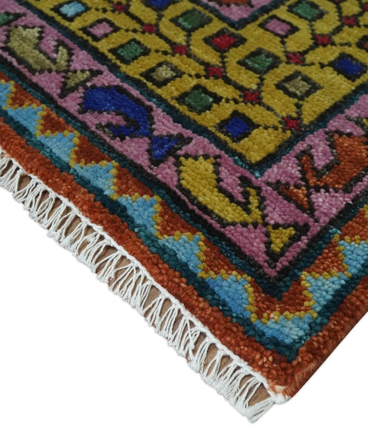 5x8, 6x9, 8x10, 9x12, 10x14 and 12x15 Hand Knotted Green, Rust, Yellow, Pink and Blue Traditional Antique Persian Wool Area Rug | TRDCP993810 - The Rug Decor