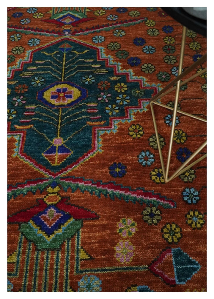 5x8, 6x9, 8x10, 9x12, 10x14 and 12x15 Hand Knotted Green, Rust, Yellow, Pink and Blue Traditional Antique Persian Wool Area Rug | TRDCP993810 - The Rug Decor