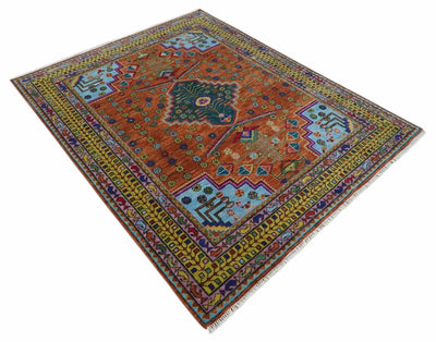 5x8, 6x9, 8x10, 9x12, 10x14 and 12x15 Hand Knotted Green, Rust, Yellow, Pink and Blue Traditional Antique Persian Wool Area Rug | TRDCP993810 - The Rug Decor