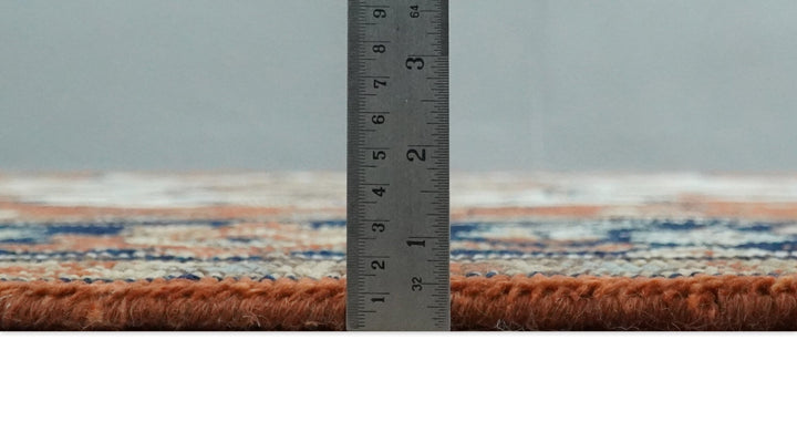5x8, 6x9, 8x10, 9x12, 10x14 and 12x15 Hand Knotted Ivory, Blue and Rust Modern Traditional Persian Heriz Serapi Wool Rug | TRDCP923912 - The Rug Decor