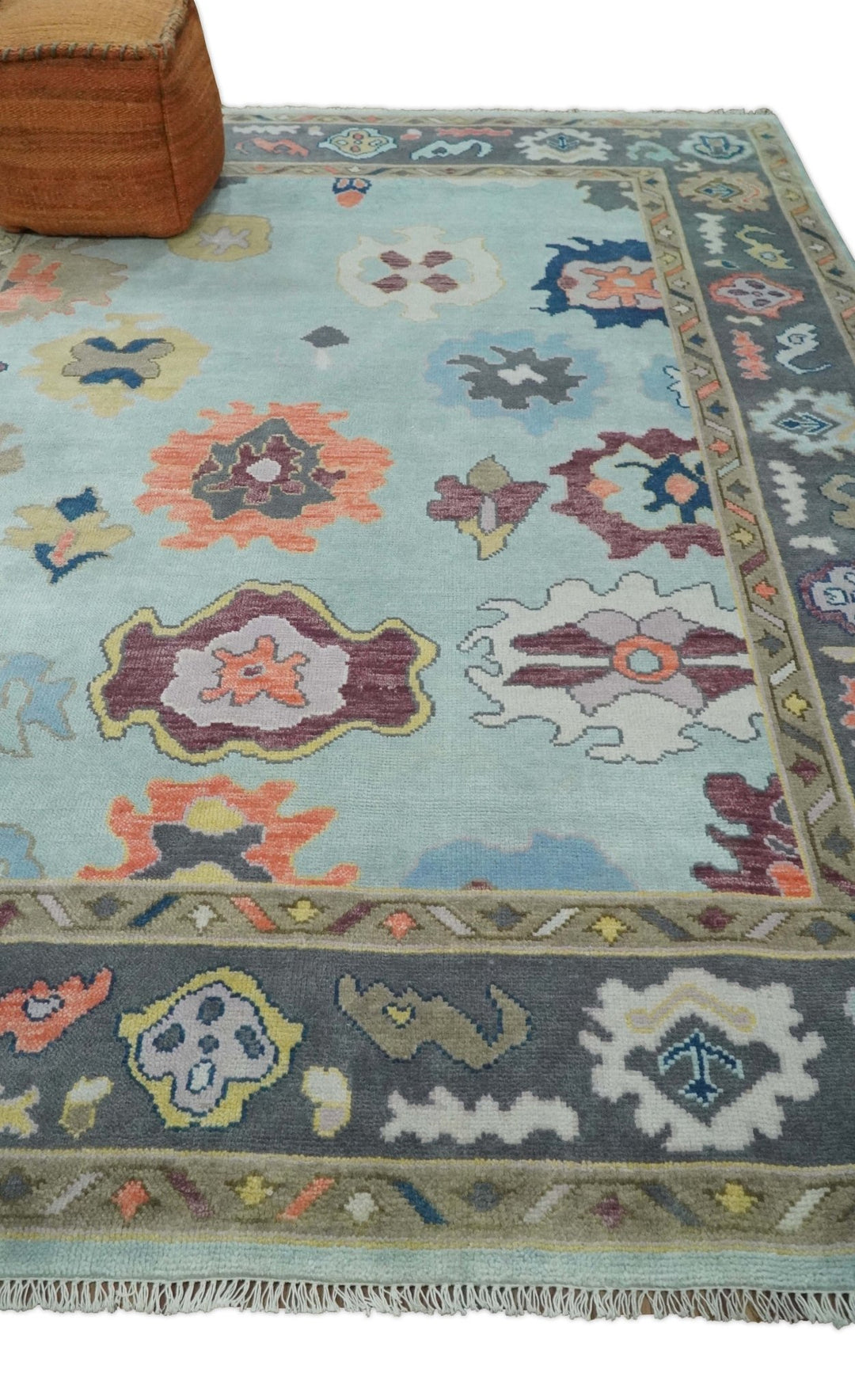 5x8, 6x9, 8x10, 9x12, 10x14 and 12x15 Hand Knotted Persian Oushak Blue and Gray Wool Area Rug | TRDCP811 - The Rug Decor