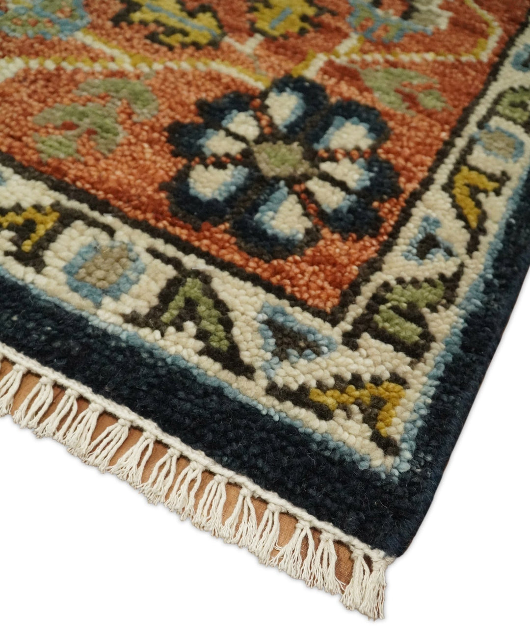 5x8, 6x9, 8x10, 9x12, 10x14 and 12x15 Rust and Blue Traditional Vintage Persian Antique Hand Knotted Wool Area Rug | TRDCP692 - The Rug Decor