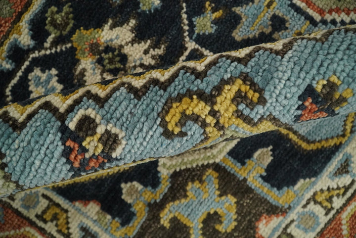 5x8, 6x9, 8x10, 9x12, 10x14 and 12x15 Rust and Blue Traditional Vintage Persian Antique Hand Knotted Wool Area Rug | TRDCP692 - The Rug Decor