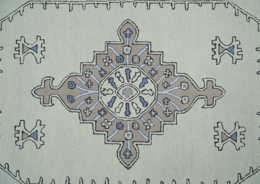 5x8, 6x9, 8x10 and 9x12 Ivory and Peach Persian Style Antique Oriental Tribal Hand Tufted Wool Area Rug | TRI3 - The Rug Decor