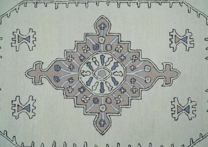 5x8, 6x9, 8x10 and 9x12 Ivory and Peach Persian Style Antique Oriental Tribal Hand Tufted Wool Area Rug | TRI3 - The Rug Decor