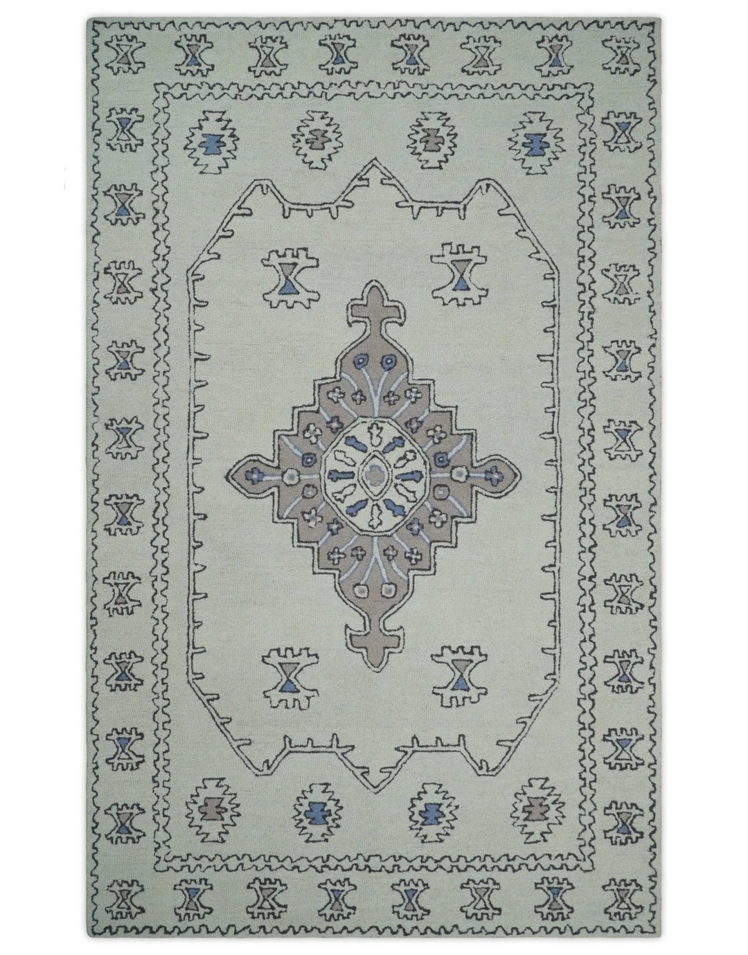 5x8, 6x9, 8x10 and 9x12 Ivory and Peach Persian Style Antique Oriental Tribal Hand Tufted Wool Area Rug | TRI3 - The Rug Decor