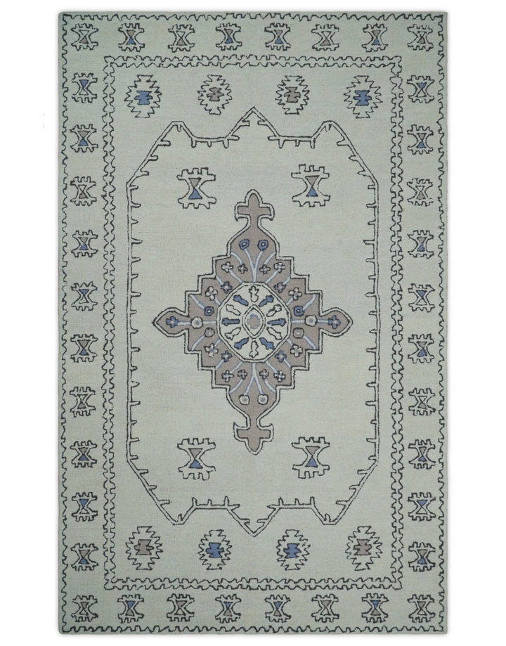 5x8, 6x9, 8x10 and 9x12 Ivory and Peach Persian Style Antique Oriental Tribal Hand Tufted Wool Area Rug | TRI3 - The Rug Decor