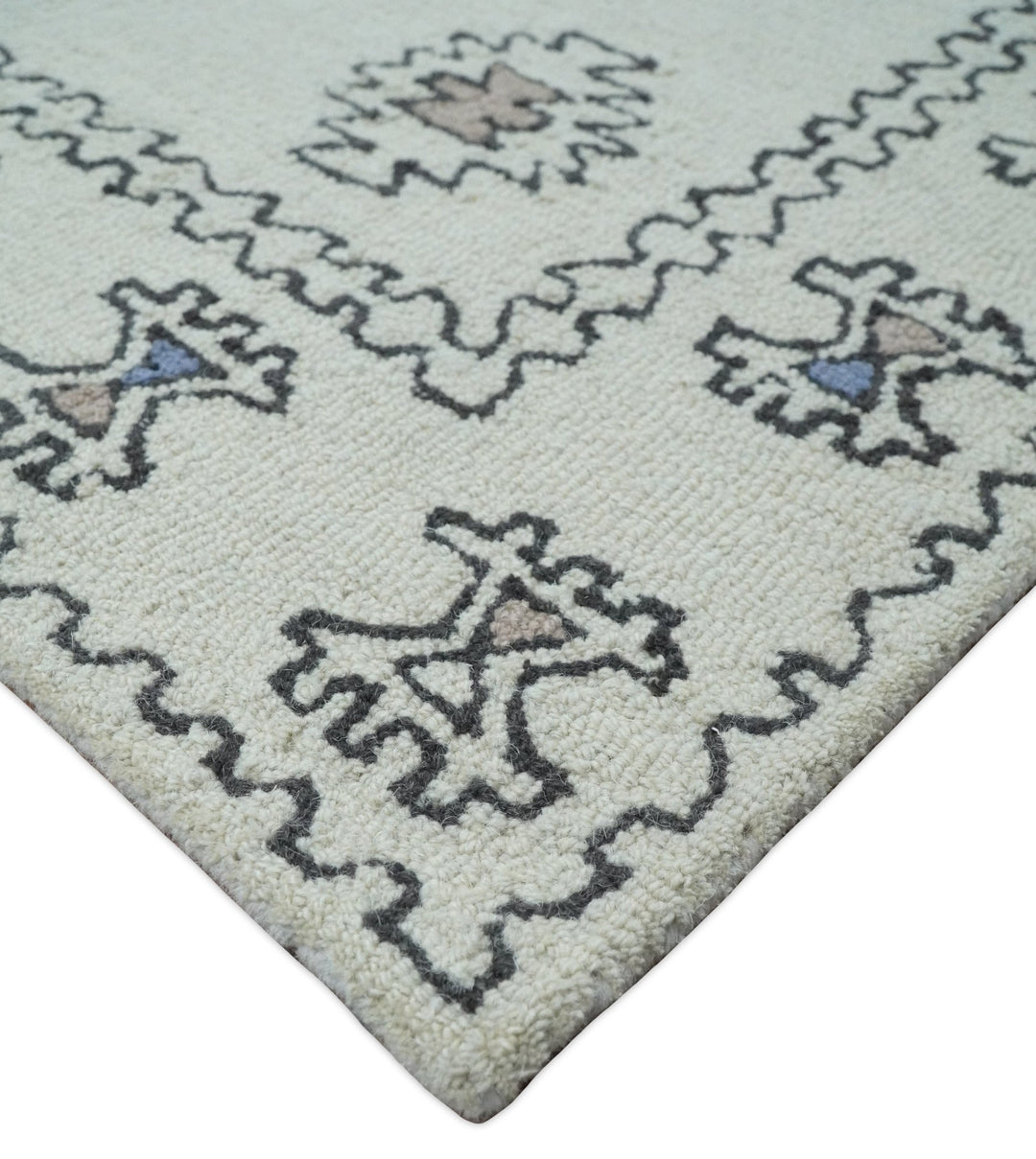 5x8, 6x9, 8x10 and 9x12 Ivory and Peach Persian Style Antique Oriental Tribal Hand Tufted Wool Area Rug | TRI3 - The Rug Decor