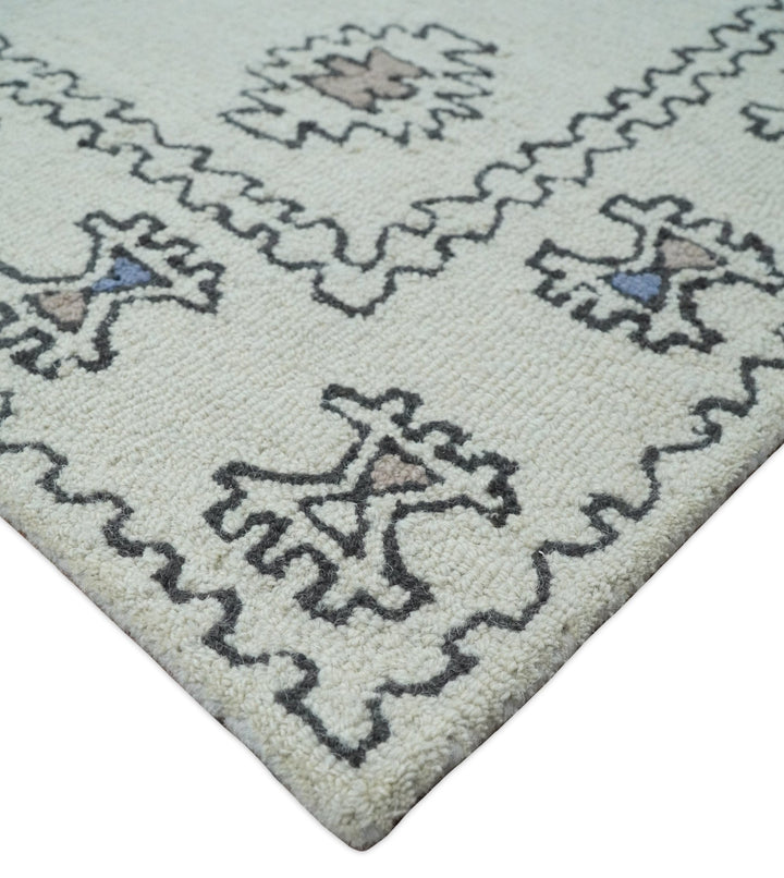 5x8, 6x9, 8x10 and 9x12 Ivory and Peach Persian Style Antique Oriental Tribal Hand Tufted Wool Area Rug | TRI3 - The Rug Decor