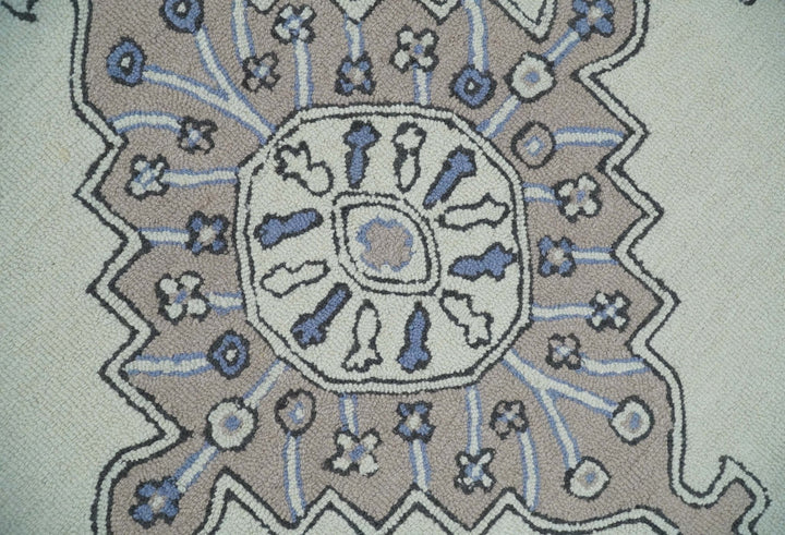 5x8, 6x9, 8x10 and 9x12 Ivory and Peach Persian Style Antique Oriental Tribal Hand Tufted Wool Area Rug | TRI3 - The Rug Decor