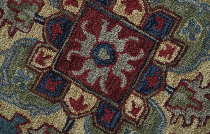 5x8, 6x9, 8x10 and 9x12 Red and Blue Hand Tufted Traditional Persian Heriz Serapi Rug | TRD6451 - The Rug Decor