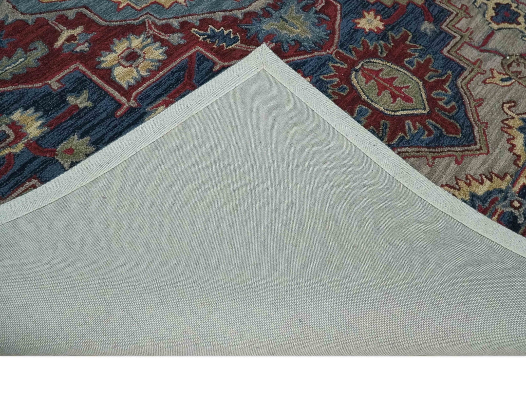 5x8, 6x9, 8x10 and 9x12 Red and Blue Hand Tufted Traditional Persian Heriz Serapi Rug | TRD6451 - The Rug Decor