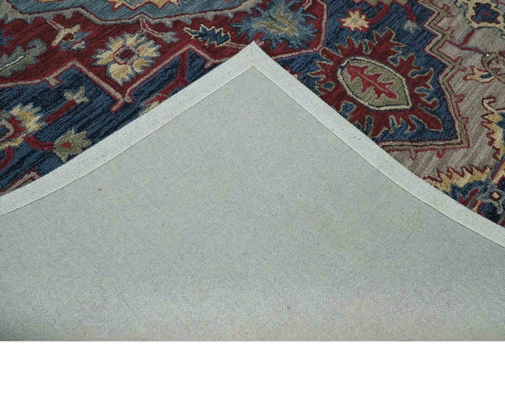 5x8, 6x9, 8x10 and 9x12 Red and Blue Hand Tufted Traditional Persian Heriz Serapi Rug | TRD6451 - The Rug Decor