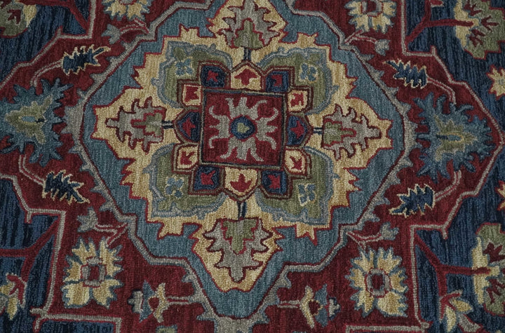 5x8, 6x9, 8x10 and 9x12 Red and Blue Hand Tufted Traditional Persian Heriz Serapi Rug | TRD6451 - The Rug Decor