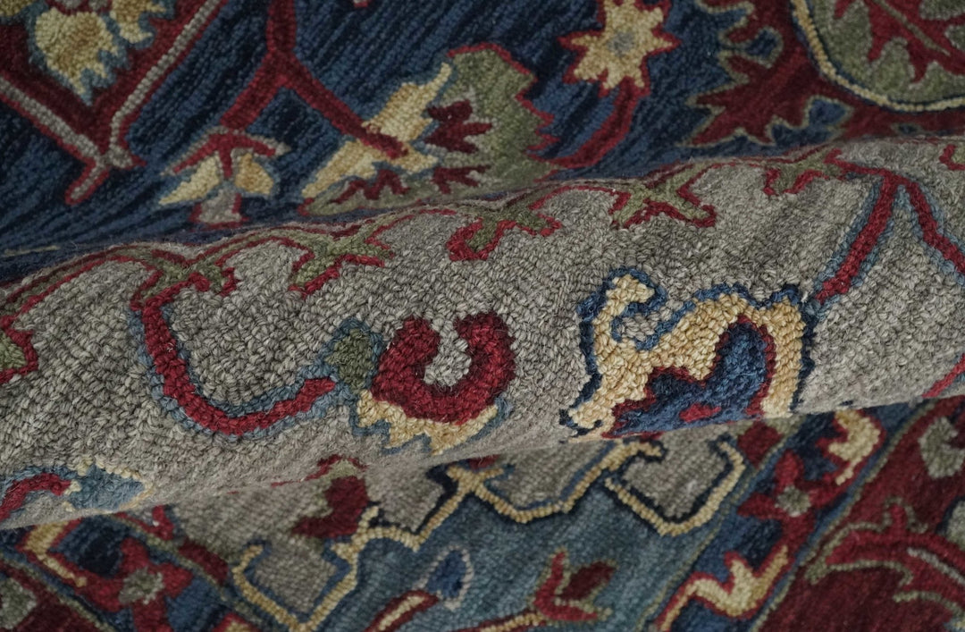 5x8, 6x9, 8x10 and 9x12 Red and Blue Hand Tufted Traditional Persian Heriz Serapi Rug | TRD6451 - The Rug Decor