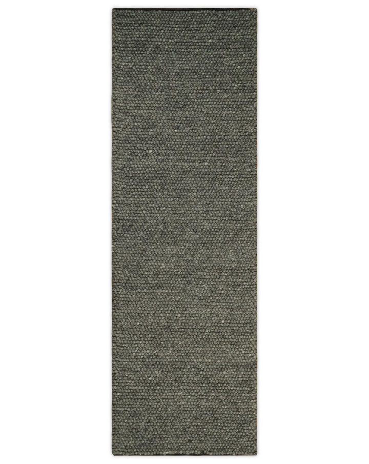 5x8, 6x9, 8x10 and 9x12 Solid Charcoal Gray Wool Blend Felted Chunky Hand Woven Area Rug | DOV2 - The Rug Decor