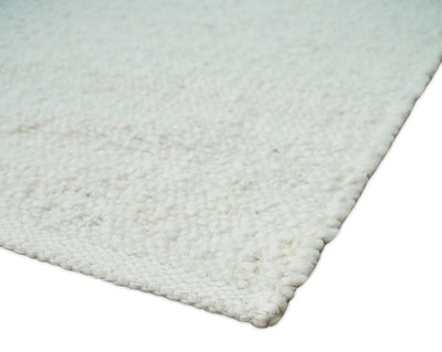 5x8, 6x9 and 8x10 Chunky Soft Flatweave Solid White Handwoven Area Rug | BER3 - The Rug Decor