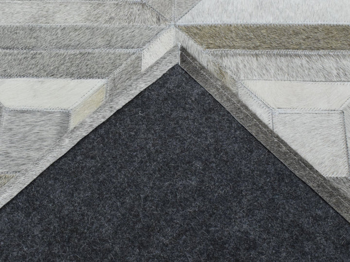 5x8 and 8x10 Hairon Genuine Leather Stripe Design Handmade Ivory, Brown and Gray Area Rug | LR11 - The Rug Decor