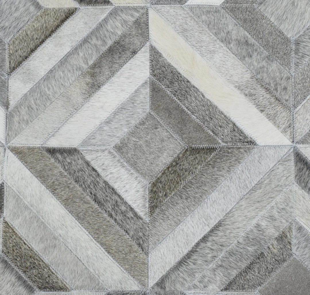 5x8 and 8x10 Hairon Genuine Leather Stripe Design Handmade Ivory, Brown and Gray Area Rug | LR11 - The Rug Decor