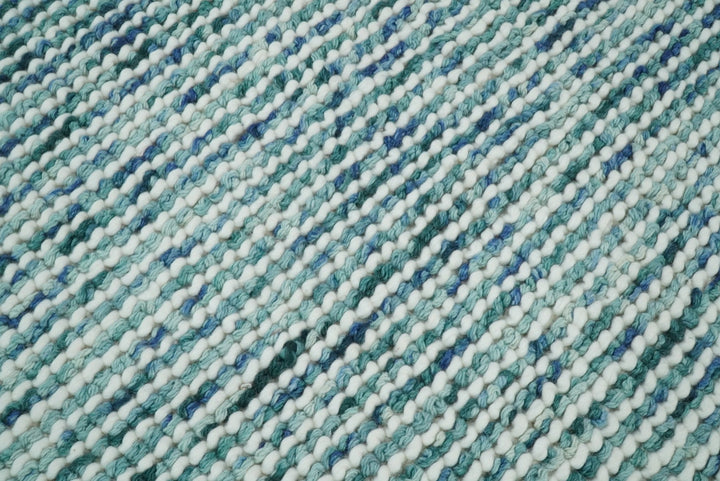 5x8 and 8x10 Hand Made Blue Woolen Chunky and Soft Area Rug | JOY4 - The Rug Decor