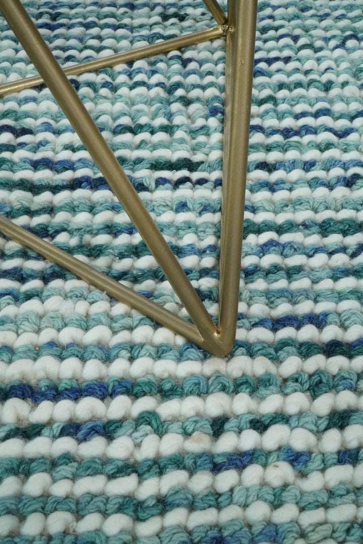 5x8 and 8x10 Hand Made Blue Woolen Chunky and Soft Area Rug | JOY4 - The Rug Decor