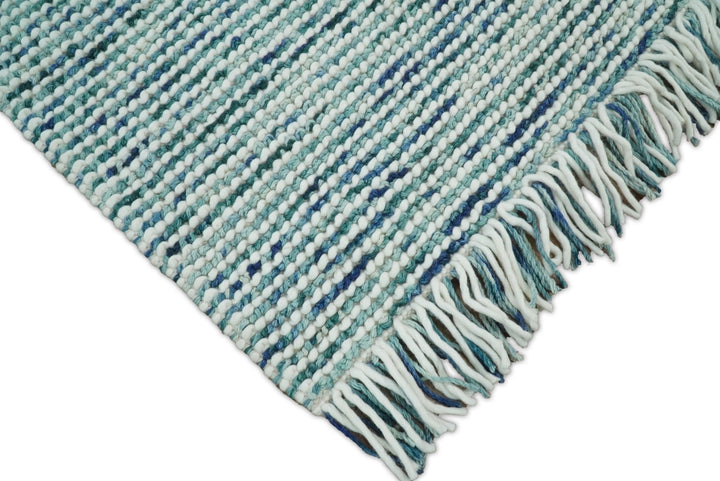 5x8 and 8x10 Hand Made Blue Woolen Chunky and Soft Area Rug | JOY4 - The Rug Decor