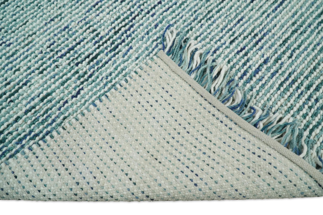 5x8 and 8x10 Hand Made Blue Woolen Chunky and Soft Area Rug | JOY4 - The Rug Decor