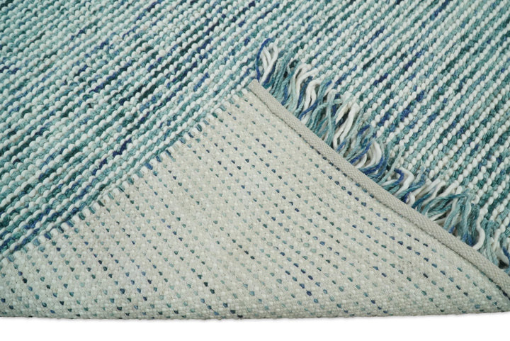 5x8 and 8x10 Hand Made Blue Woolen Chunky and Soft Area Rug | JOY4 - The Rug Decor