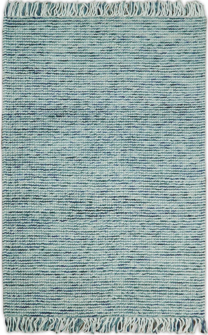 5x8 and 8x10 Hand Made Blue Woolen Chunky and Soft Area Rug | JOY4 - The Rug Decor